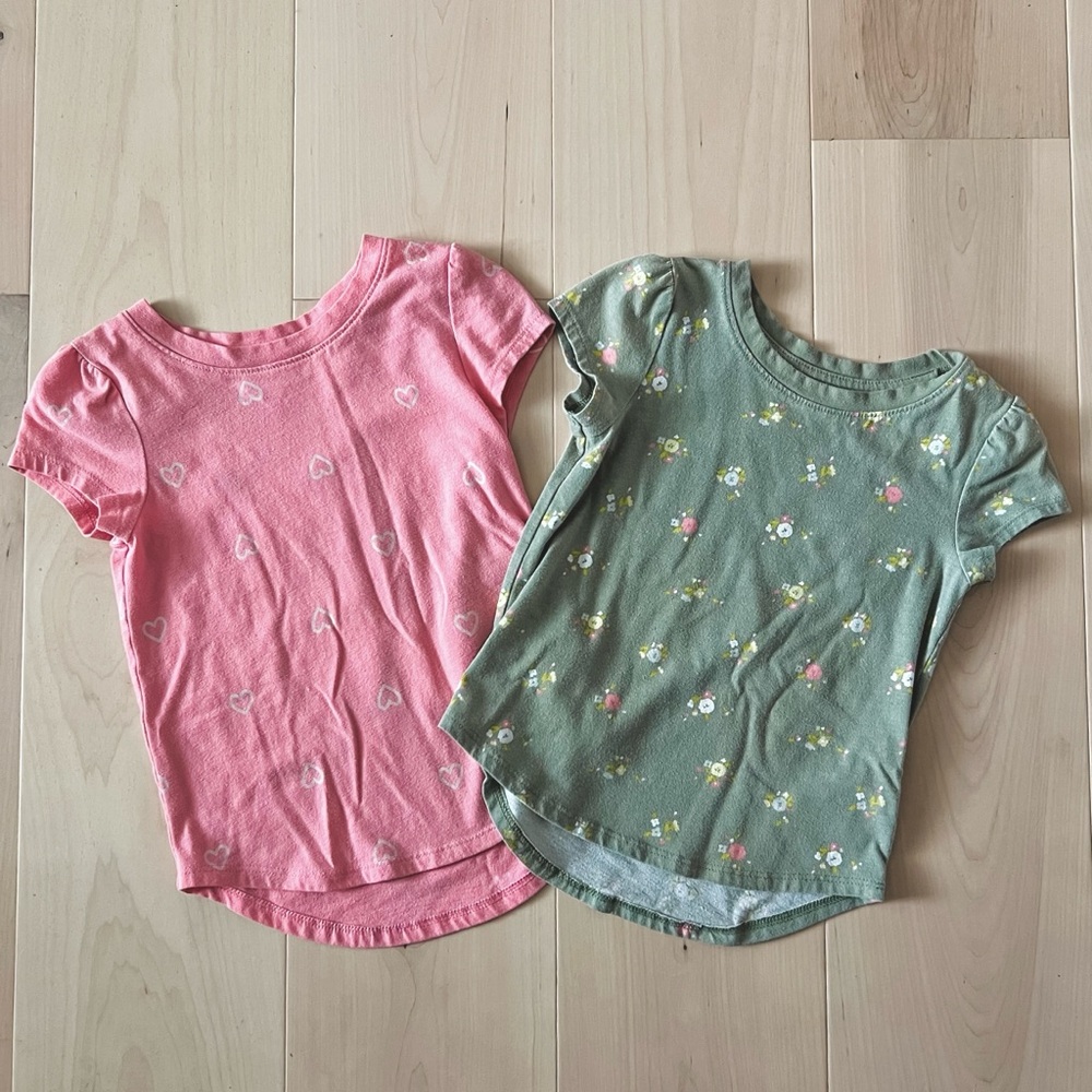 Kids' Pink and Green Heart & Floral Tops
